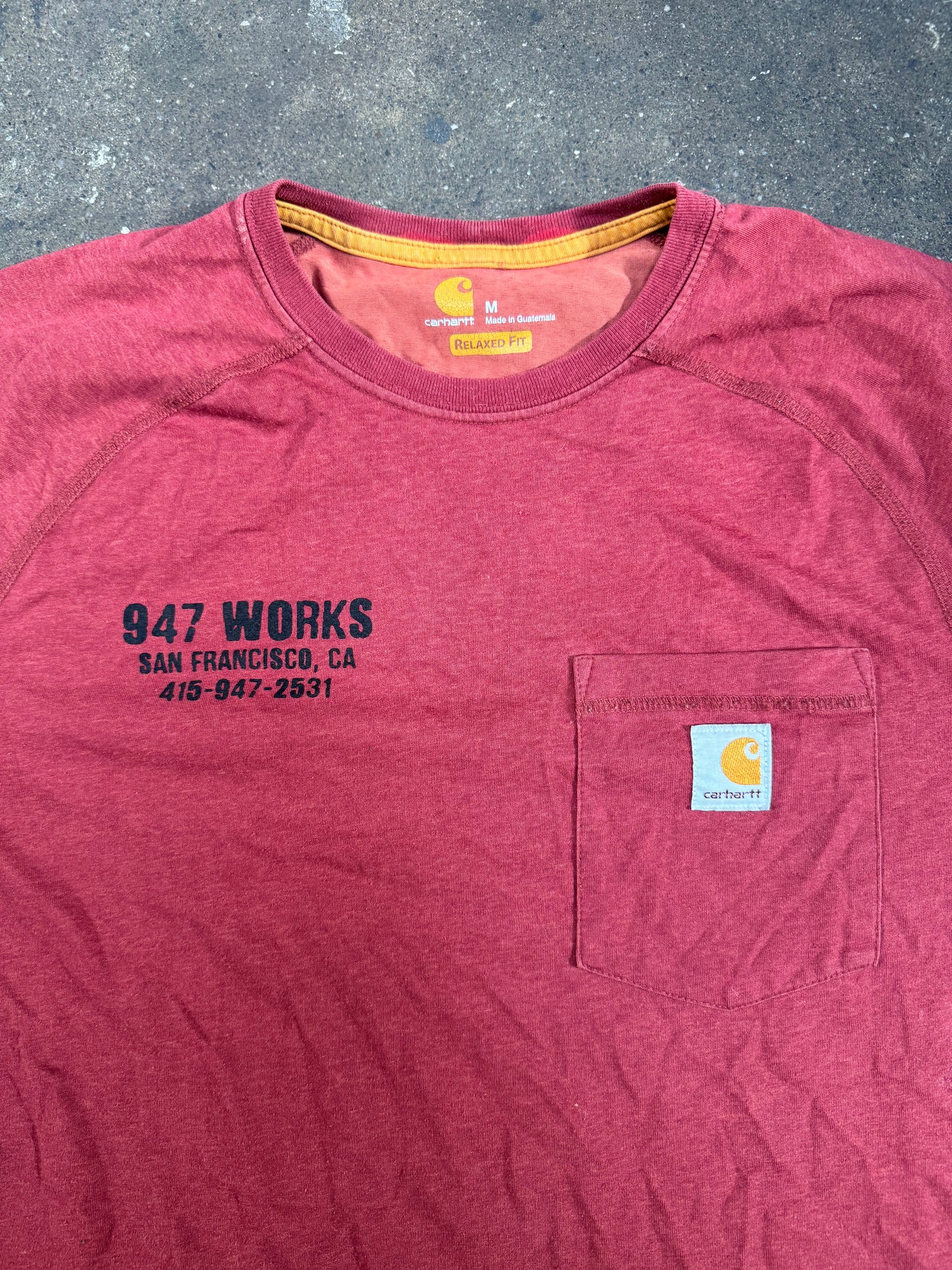 Medium Carhartt Force Relaxed Fit 947 WORKS Staple Pocket T Red