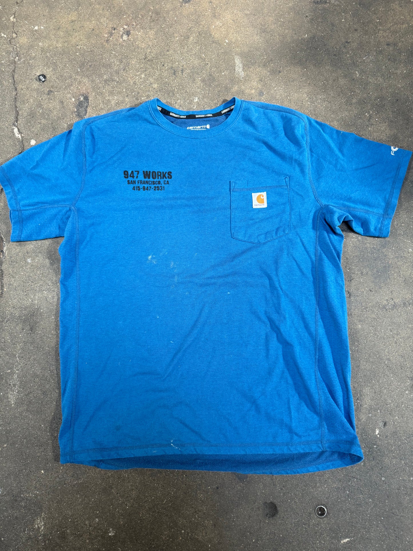 L Carhartt Force 947 WORKS Staple Pocket T Blue