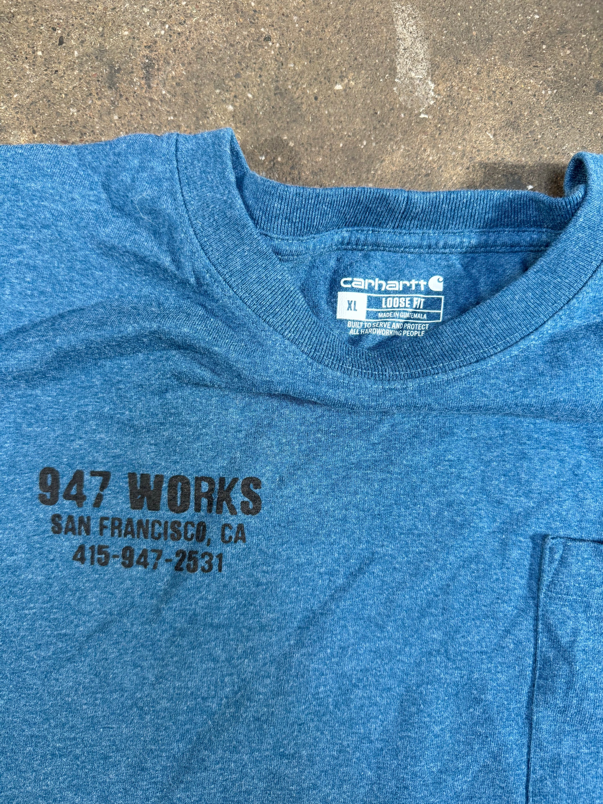XL Carhartt Loose Fit 947 WORKS Staple Pocket T Heather Blue – 947 XL Carhartt Loose Fit 947 WORKS Staple Pocket T Heather Blue – 947