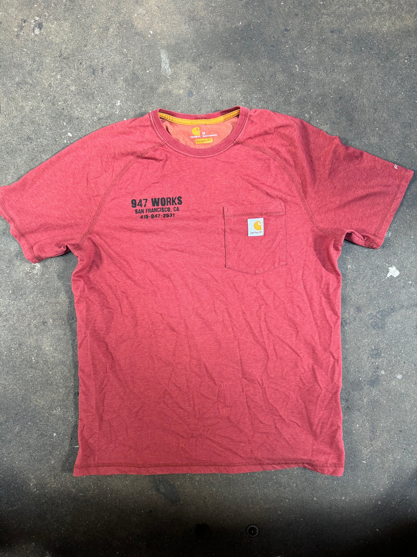 Medium Carhartt Force Relaxed Fit 947 WORKS Staple Pocket T Red