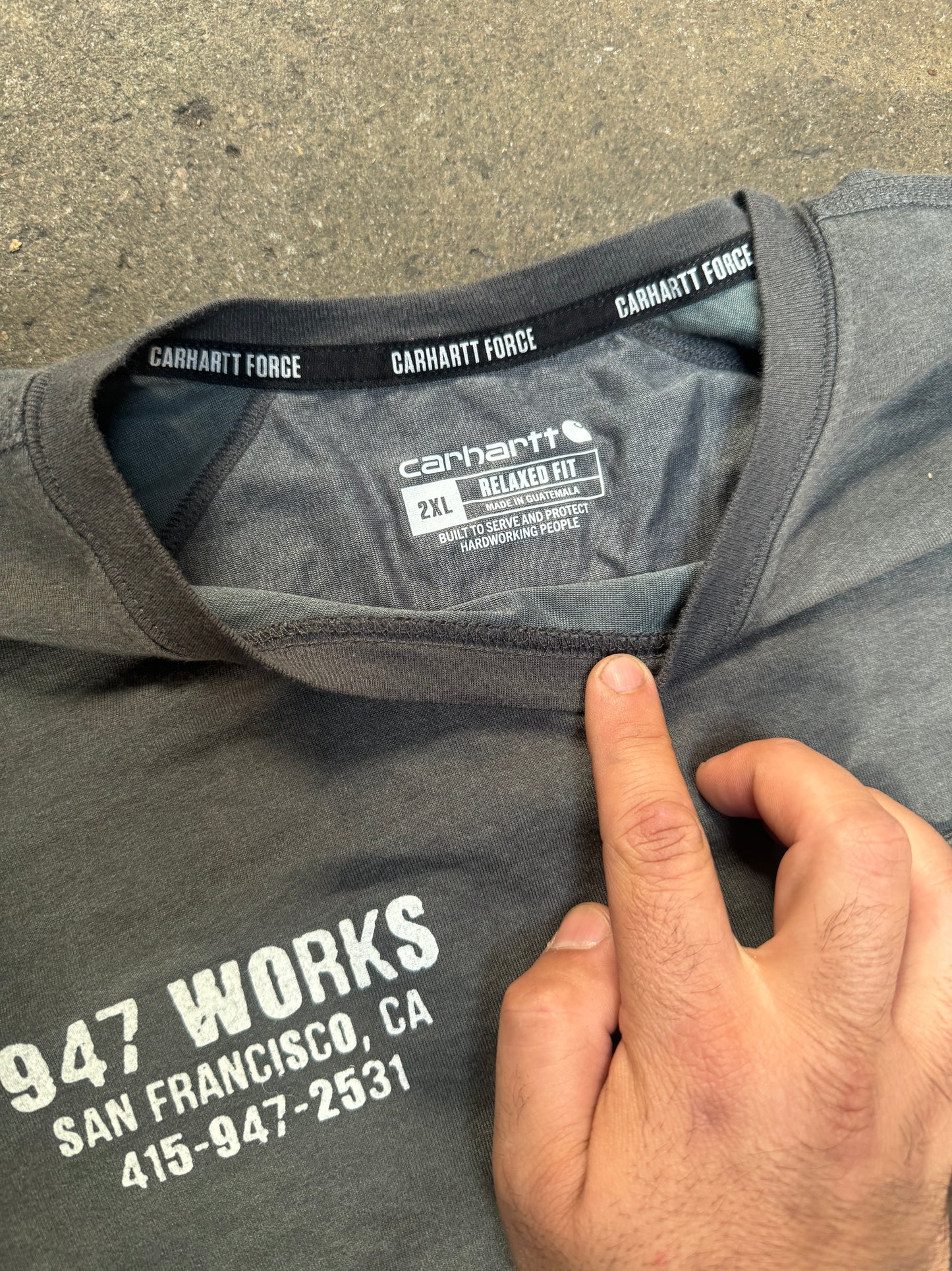 2XL Carhartt Force 947 WORKS Staple Pocket T Gray